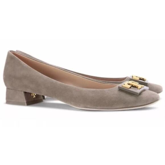 Tory Burch GIGI ROUNDED- Toe Flat Grey Suede 6 FLAW - Picture 1 of 5